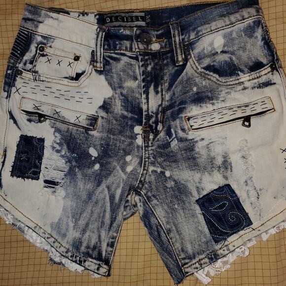 Upcycled Repurposed Distressed Decibel Cut Off‎ Shorts Sz 30 - Picture 10 of 10